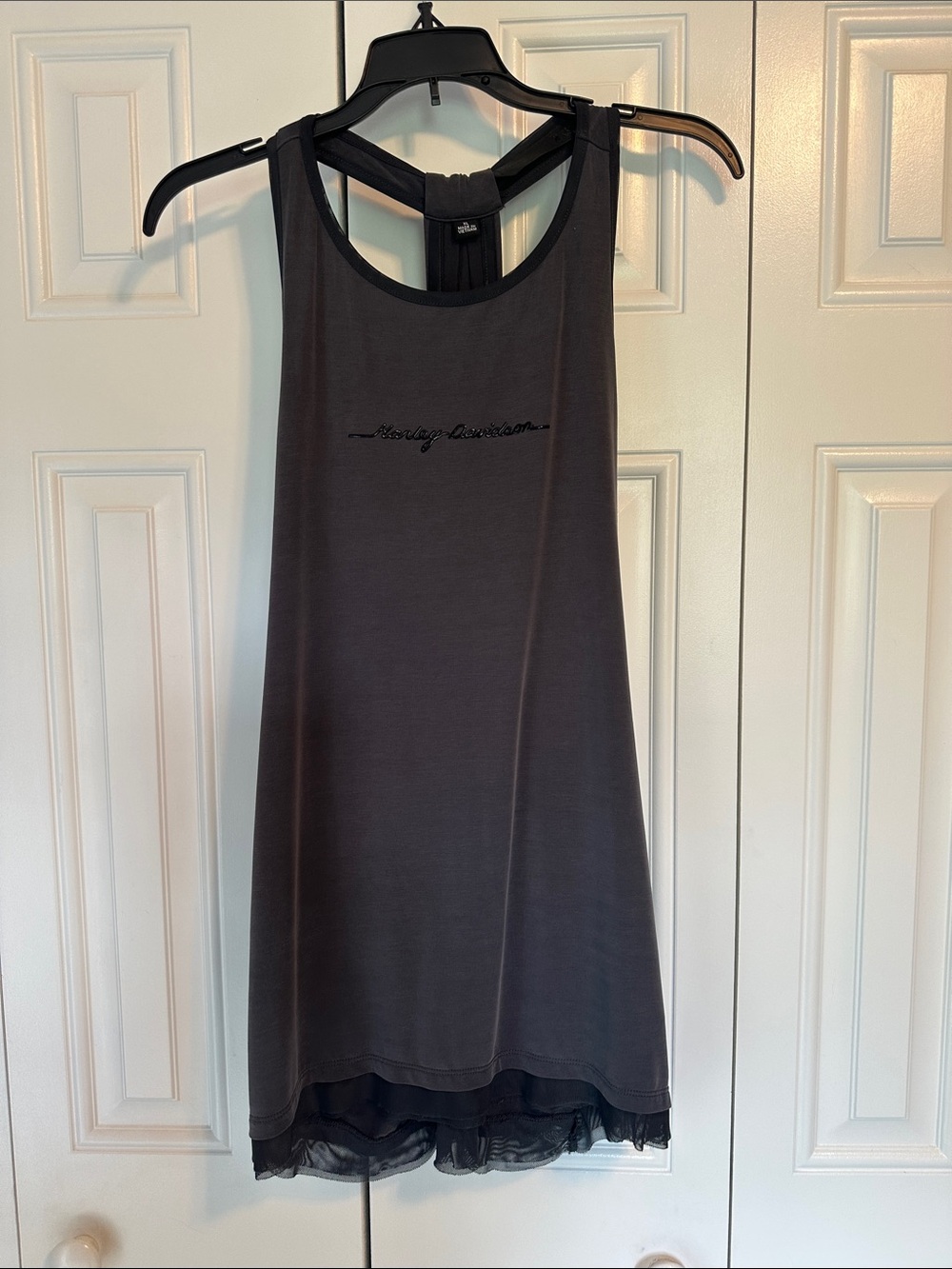 Harley-Davidson black racerback tank with mesh hem